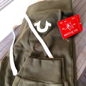 New True Religion Olive Green Joggers